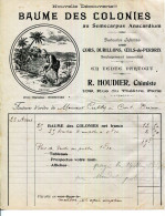 FACTURE.PARIS.BAUME DES COLONIES AU SEMCARPUS ANACARDIUM DESTRUCTION DES CORS,DURILLONS.R.HOUDIER. - Chemist's (drugstore) & Perfumery