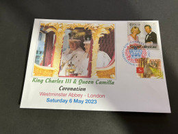 (2 Q 32) Coronation Of King Charles III & Queen Camilla (cover With Charles & Camilla Stamp) Coach Trip - Brieven En Documenten