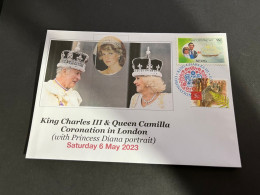 (2 Q 32) Coronation Of King Charles III & Queen Camilla (with Princesss Diana As A "ghost") Lady Diana Stamp - Cartas & Documentos