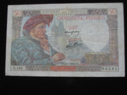 50 Cinquante Francs - Jacques Coeur - 8-1-1942   **** EN ACHAT IMMEDIAT **** - 50 F 1940-1942 ''Jacques Coeur''