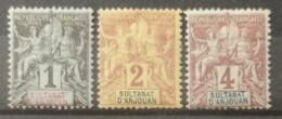 Anjouan 1892-99 / Yvert N°1-3 / * - Unused Stamps