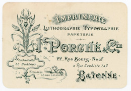 Carte Publicitaire Imprimerie Bayonne Format 9/13,imprimerie Porché Rue Bourg Neuf - Publicités