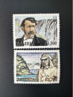 Zambie Zambia Sambia 2006 Mi. 1572 - 1573 150th Anniversary Of David Livingstone At The Victora Falls Train Railways - Trenes