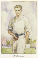 Harold Larwood Nottinghamshire England Cricket Painting Postcard - Críquet