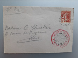 TIMBRE SEMEUSE ORANGE 10 + 5 CACHET ROUGE  1 ERE DIVISION DE CAVALERIE - Army Postmarks (before 1900)