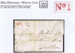 Ireland Cavan 1838 Letter Swanlnbar To Dublin With BALLYCONNELL/PENNY POST And Clear RH "No1" Of Swanlinbar In Red - Prefilatelia