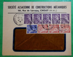 N°546 + 547 X3 + 548 X5 BEL AFFRANCHISSEMENT MERCURE LETTRE CHOLET MAINE ET LOIRE 1946 LETTRE COVER FRANCE - 1938-42 Mercure