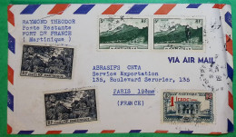 LETTRE PAR AVION FORT DE FRANCE MARTINIQUE POUR PARIS FRANCE COVER - Airmail