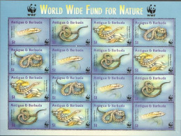 Antigua Bar. 2003, WWF, Snake, Sheetlet - Serpents