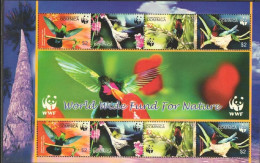 Dominica 2006, WWF, Birds, 8val In Block - Hummingbirds