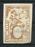 ESPANA Spain 1869 Paper Stamp 600 Mills OPT Habilitade De Nacion Revenue Tax Judicial - Post-fiscaal