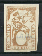 ESPANA Spain 1869 Paper Stamp 600 Mills OPT Habilitade De Nacion Revenue Tax Judicial - Fiscali-postali