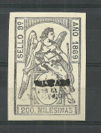 ESPANA Spain 1869 Sello 9 Paper Stamp 200 Milesimas  OPT Habilitade De Nacion Revenue Tax - Steuermarken/Dienstmarken