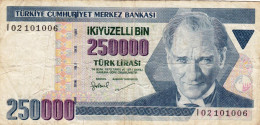 Turkey 250000 LIRA 1998 F P-211 "free Shipping Via Regular Air Mail (buyer Risk)" - Turquie