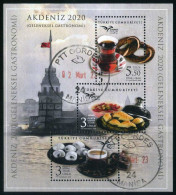 Türkiye 2020 Mi 4585-4587 [Block 201] EUROMED, Traditional Gastronomy, Food, Tea, Turkish Coffee, Lighthouse - Usati