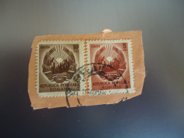 ROMANIA  USED STAMPS 2  ON PAPER  STAMPS 2 OLD  WITH POSTMARK - Poststempel (Marcophilie)