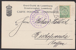 Kontrolle "Auslandsstelle Trier Freigegeben" 1915 Luxemburg Karte Nach Bischofswerda / Sachsen - Maschinenstempel (EMA)