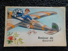 Bonjour De Houyet, Garçon En Avion Lance Des Lettres Scellées, Trèfle à 4 Feuilles  (Z17) - Houyet