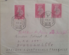 ARGENTINE - 3 TP N° 591 Y&T Du 12/07/1958 ( FDC) Sur Lettre Pour Brazzaville Le  25/09/58 - FDC