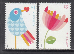 2018 Australia Love Birds Flowers Valentines Complete Set Of 2 MNH @ BELOW FACE VALUE - Mint Stamps