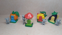 1997 Ferrero - Kinder Surprise - K97 45, 46, 47 & 48 - Mice With Houses - Complete Set - Monoblocs