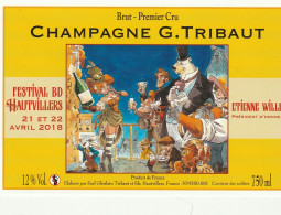 Etiquette Champagne WILLEM Etienne Festival BD Hautvillers 2018 (Les Ailes Du Singe - Dishes