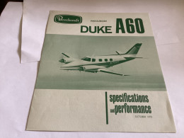 Avion Aviation Beecheraft PRESSURIZIO DUKE AGI 1970 Specifications And Performance OCTOBER 1970 - Transportation