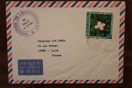 1973 Wallis Et Futuna France Direction De L'Enseignement Cover Pour Tulle Timbre Seul Flore Walisienne 27f Air Mail - Cartas & Documentos