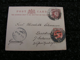 GB Edinburgh Karte 1898 Nach Sachsen - Lettres & Documents