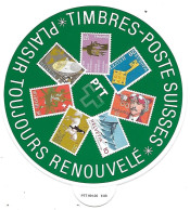 Autocollant - SUISSE -Timbres Poste Suisses - Plaisir Toujours Renouvelé - Helvétia Helvétie - PTT - Pegatinas