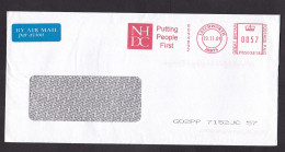 UK: Airmail Cover, 2004, Meter Cancel NHDC, North Herts District Council, Slogan People First (minor Damage At Back) - Storia Postale