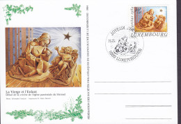 Luxembourg Sonderstempel Joyeux Nöel 14-12-1984 Card Carte Karte La Vierge Et L'Enfant - Lettres & Documents