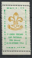 1954 MNH** ERINNOFILI 1º CORSO TOSCANO CAPI PATTUGLIA STIA AREZZO SCOUTS ITALIA Scouting Pfadfinder VIGNETTE CINDERELLA - Ungebraucht