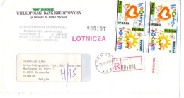 Bank Mail Poland Pologne Registered Letter Recommandée From Poznan To Bruxelles Belgium 1993 - Covers & Documents