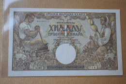 Banknotes  Serbia 1000 Dinara 1942 German Ocupation  EF P# 32 Watermark Woman - Serbie