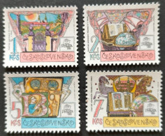 TCHECOSLOVAQUIE / YT 2767 - 2770 / PRAGA 88 - MONASTERE STRAHOV - GLOBE - LIVRE - MANUSCRIT / NEUFS ** / MNH - Esposizioni Filateliche