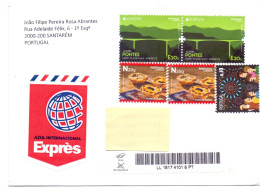 Portugal Azul International Exprès Express Letter From Santarèm To Belgium 2008 - Brieven En Documenten