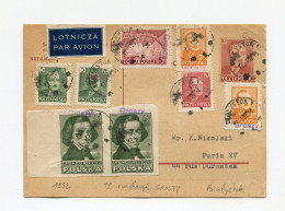 !!! POLOGNE, CARTE POSTALE PAR AVION DE BIALYSTOK POUR PARIS DE 1952 AVEC TIMBRES SURCHARGES GROSZY - Cartas & Documentos