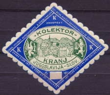 Kranj Yugoslavia Slovenia KOLEKTOR Philatelist Association MNH Label Cinderella Vignette COAT OF ARMS Dragon Lion - Bienfaisance