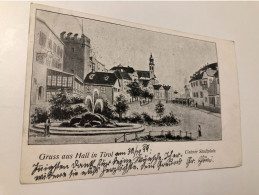 Austria Österreich 1899 Hall In Tirol Unterer Stadtplatz Fountain Tower Church 16289 Post Card POSTCARD - Hall In Tirol