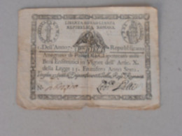 10 PAOLI ASSEGNATO ROMA BANCONOTA 1798 REPUBBLICA ROMANA - Sonstige & Ohne Zuordnung