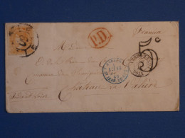 BS5 ESPANA   BELLE  LETTRE EN PORT 1867 VIGO  A  CHATEAU LAVALIERE FRANCIA+TAXE 5 +N°88 Orange+ AFF INTERESSANT++++ - Brieven En Documenten