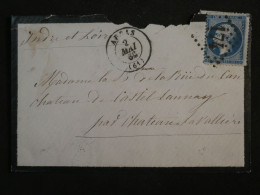 BS5 FRANCE   LETTRE  1863 ARRAS  A  CHATEAU LAVALIERE FRANCE +N°22+ AFF INTERESSANT++++ - 1862 Napoléon III.