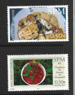 Plats Typiques Des îles St Pierre & Miquelon (Le Tiaude De Morue & Confiture Fraises De Langlade) 2 Timbres Neufs ** - Alimentation