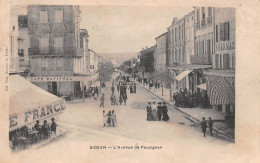 SIGEAN (Aude) - L'avenue De Perpignan - Café National - Voyagé 1906 (voir 2 Scans) Pauline Peyronnet, Moulin De Trèbes - Sigean