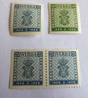 SUEDE - SWEDEN - 1953 YVERT N° 395/396 + 395b Paire Horizontale MNH** - Ongebruikt