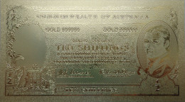Billet Plaqué Or 24K Commonwealth Australie 10 Shillings  1954-1960  NEUF - Specimen