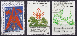 São Tomé Und  Príncipe 1068 - 1070 Gestempelt, Weltpfadfindertreffen In Australien (Nr. 1515) - Used Stamps