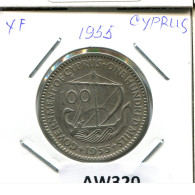 100 CENTS 1955 CHIPRE CYPRUS Moneda #AW320.E - Chypre