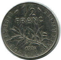 1/2 FRANC 1974 FRANCIA FRANCE Moneda #AZ424.E - 1/2 Franc